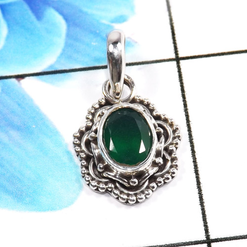 Green Onyx Cut C - SD666-Beautiful 925 Sterling Silver Company Made Pendants Design