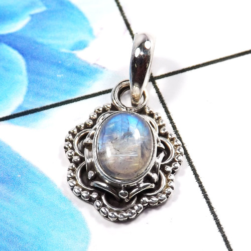 Rainbow Moonstone E - SD666-Beautiful 925 Sterling Silver Company Made Pendants Design