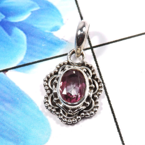 Pink Topaz O - SD666-Beautiful 925 Sterling Silver Company Made Pendants Design