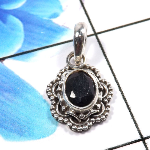 Black Onyx Cut A - SD665-925 Sterling Silver Unique Handmade Designer Pendants Fact