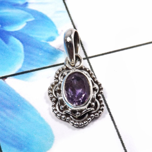 Amethyst Cut C - SD665-925 Sterling Silver Unique Handmade Designer Pendants Fact