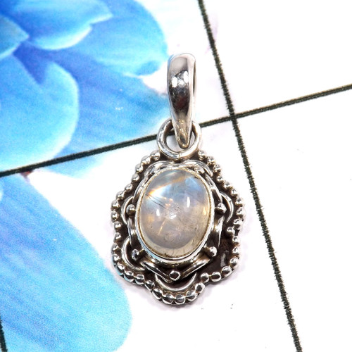 Rainbow Moonstone E - SD665-925 Sterling Silver Unique Handmade Designer Pendants Fact