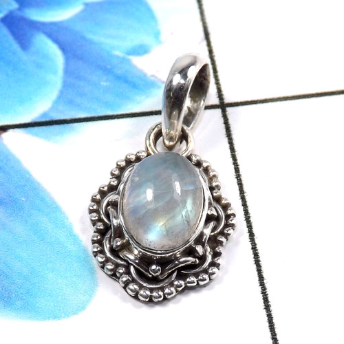 Rainbow Moonstone H - SD665-925 Sterling Silver Unique Handmade Designer Pendants Fact
