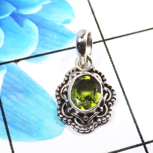 Peridot O - SD665-925 Sterling Silver Unique Handmade Designer Pendants Fact