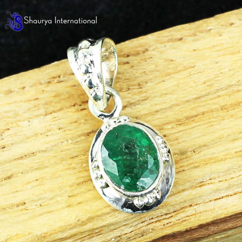 Emerald J - WFJ905-925 Sterling Silver Emerald Preety Design Pendants Factor Emerald J - WFJ905-925 Sterling Silver Emerald Preety Design Pendants Factor