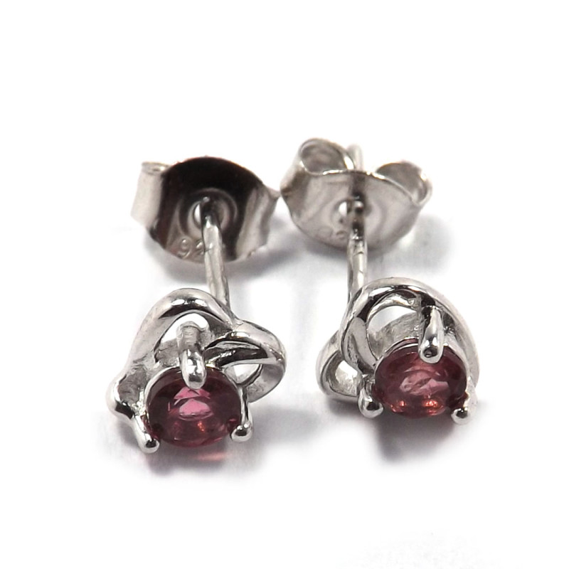 Pink Tourmaline  C - SSE862-3x3 Round 925 Sterling Silver Natural Pink Tourmaline Stu
