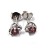 Pink Tourmaline  C - SSE862-3x3 Round 925 Sterling Silver Natural Pink Tourmaline Stu