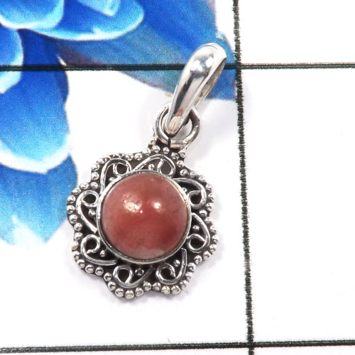 Rhodochrosite C - SD657-925 Sterling Silver Trendy Handmade Designer Pendants Whol