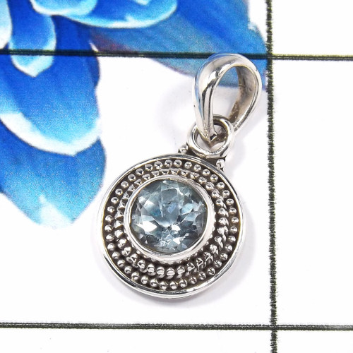 Blue Topaz D - SD656-Lovely Company Wholesale Designer Pendants 925 Sterling Si