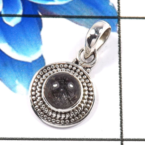 Black Rutile E - SD656-Lovely Company Wholesale Designer Pendants 925 Sterling Si