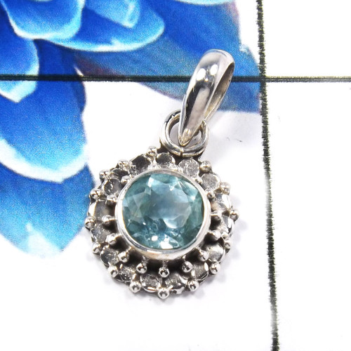 Blue Topaz C - SD654-Fabulous 925 Sterling Silver Designer Pendants Factory Man Blue Topaz C - SD654-Fabulous 925 Sterling Silver Designer Pendants Factory Man
