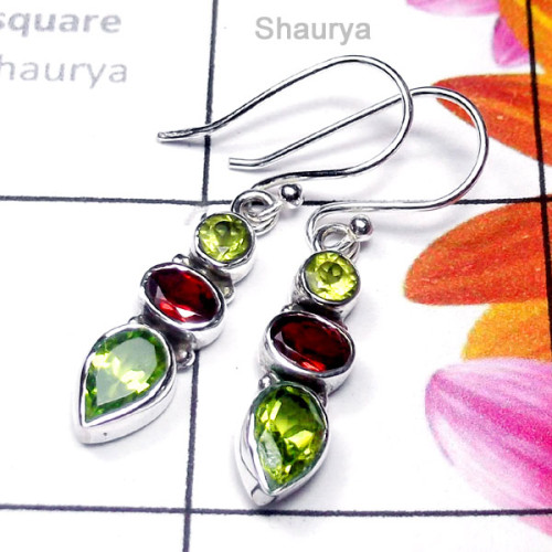 Peridot A - SDE978-Natural Gemstone Elegant Earring