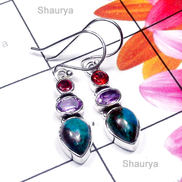 Crysocola B - SDE978-Natural Gemstone Elegant Earring Crysocola B - SDE978-Natural Gemstone Elegant Earring