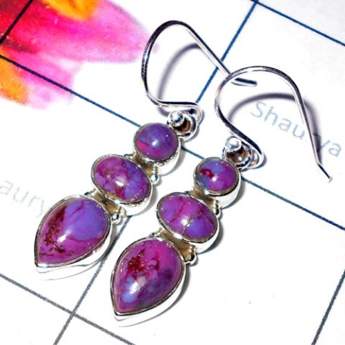 Purple Turquiose I - SDE978-Natural Gemstone Elegant Earring