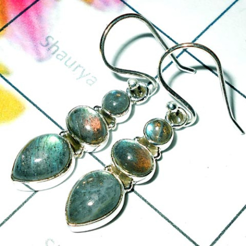 Labradorite cab J - SDE978-Natural Gemstone Elegant Earring