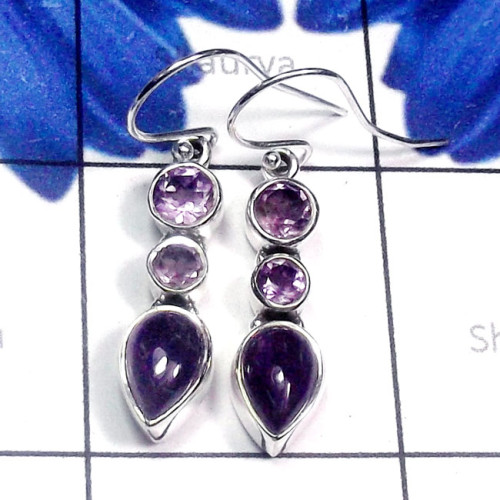 Amethyst K - SDE978-Natural Gemstone Elegant Earring