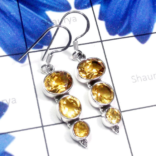 Citrine M - SDE978-Natural Gemstone Elegant Earring