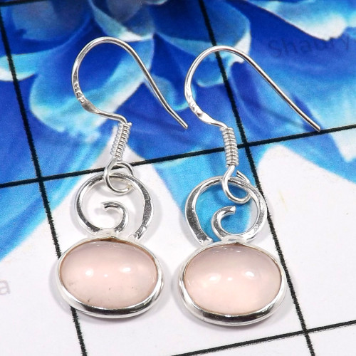 Rose Cab D - BZE788-Trendy 925 Sterling Silver Handmade Bezel Earrings Fashio Rose Cab D - BZE788-Trendy 925 Sterling Silver Handmade Bezel Earrings Fashio