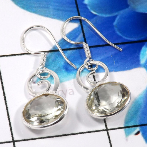 Green Amethyst Cut I - BZE786-Gorgeous 925 Sterling Silver Bezel Earrings Factory Manuf Green Amethyst Cut I - BZE786-Gorgeous 925 Sterling Silver Bezel Earrings Factory Manuf
