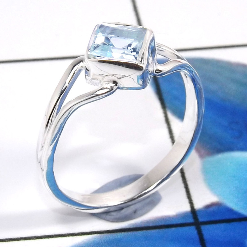 Blue Topaz C - RBS933-Charming Factory Handmade 925 Sterling Silver Baby Rings
