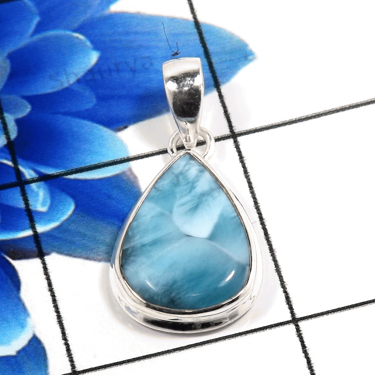 Larimar Cab A - SSP880-925 Sterling Silver Gorgeous Designer Handmade Pendants C Larimar Cab A - SSP880-925 Sterling Silver Gorgeous Designer Handmade Pendants C