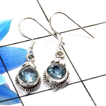 Blue Topaz B - SDE766-Stunning 925 Sterling Silver Designer Fashionable Earring Blue Topaz B - SDE766-Stunning 925 Sterling Silver Designer Fashionable Earring