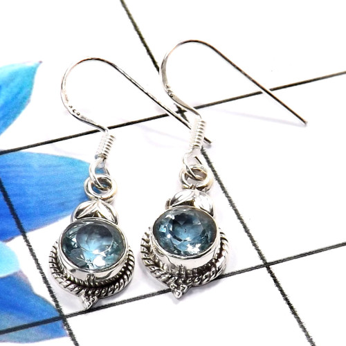 Blue Topaz B - SDE766-Stunning 925 Sterling Silver Designer Fashionable Earring Blue Topaz B - SDE766-Stunning 925 Sterling Silver Designer Fashionable Earring