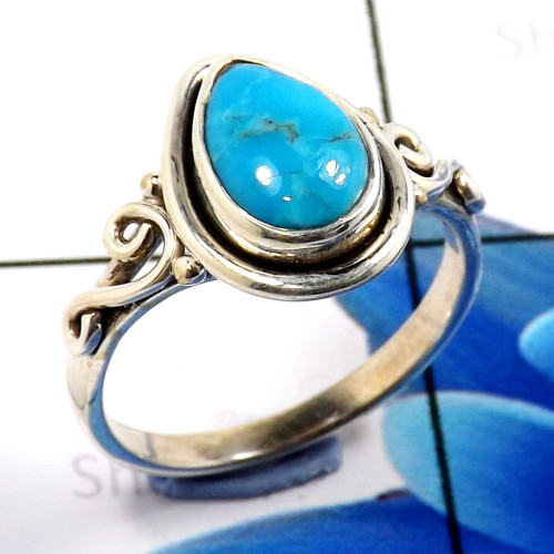 Blue Turquoise O - RBS928-Beautiful 925 Sterling Silver Designer Baby Rings Company