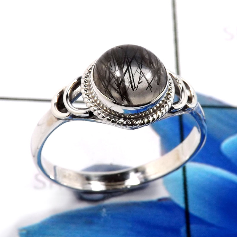 Black Rutile C - RBS918-925 Sterling Silver Gorgeous Designer Rings Company Manuf Black Rutile C - RBS918-925 Sterling Silver Gorgeous Designer Rings Company Manuf