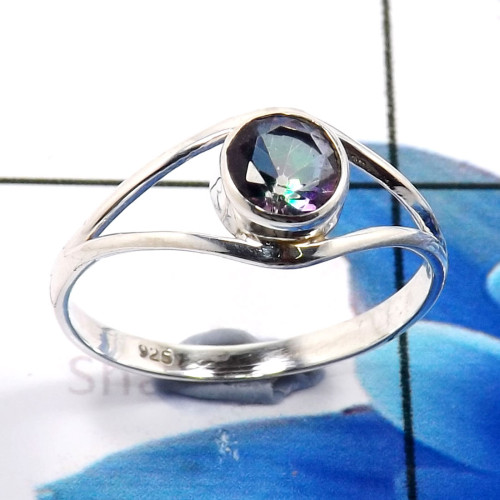 Mystic Quartz O - RBS917-Dazzling 925 Sterling Silver Company Made Designer Ring C Mystic Quartz O - RBS917-Dazzling 925 Sterling Silver Company Made Designer Ring C