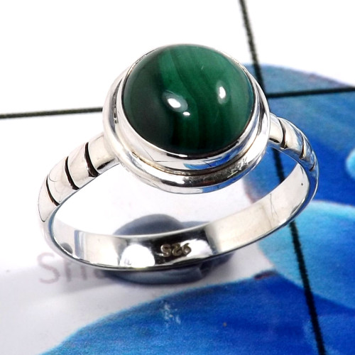 Malachite E - RBS916-Beautiful 925 Sterling Silver Company Wholesale Baby Ring