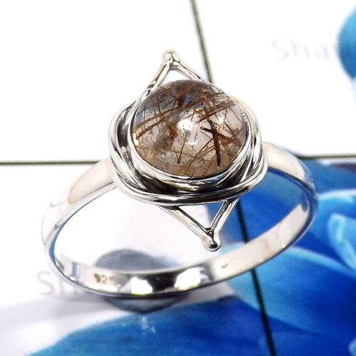 Black Rutile O - RBS916-Beautiful 925 Sterling Silver Company Wholesale Baby Ring