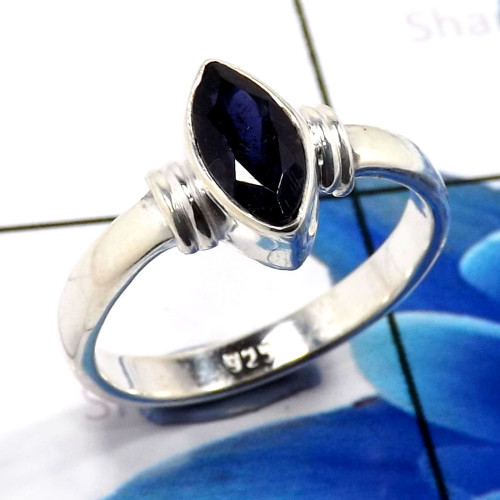 Iolite Cut C - RBS914-Glamorous Iolite Cut 925 Sterling Silver Rings Party Wear