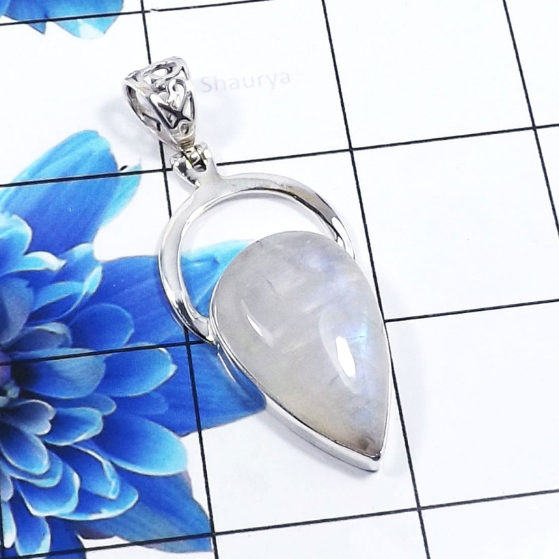 Rainbow Moonstone B - SSP879-Charming New Look Company Made Pendants 925 Sterling Silv Rainbow Moonstone B - SSP879-Charming New Look Company Made Pendants 925 Sterling Silv