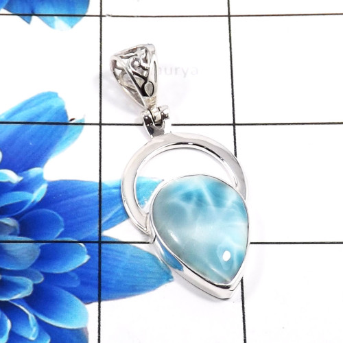 Larimar Cab C - SSP879-Charming New Look Company Made Pendants 925 Sterling Silv