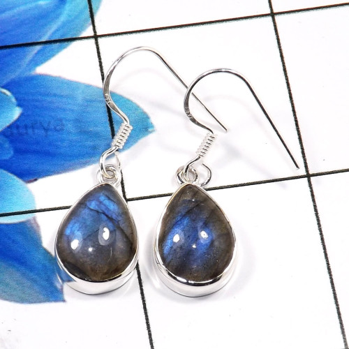 Labradorite Cab D - SPE903-Amazing 925 Sterling Silver Factory Handmade Earrings Labradorite Cab D - SPE903-Amazing 925 Sterling Silver Factory Handmade Earrings