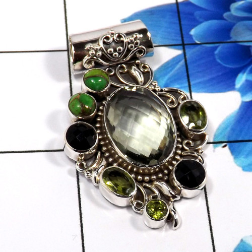 Green Amethyst F - SD648-925 Sterling Silver Amazing Handmade Designer Pendant Whol Green Amethyst F - SD648-925 Sterling Silver Amazing Handmade Designer Pendant Whol