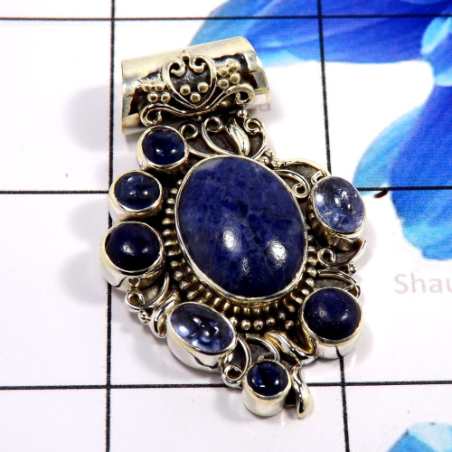 Sodalite & Tanzanite J - SD648-925 Sterling Silver Amazing Handmade Designer Pendant Whol Sodalite & Tanzanite J - SD648-925 Sterling Silver Amazing Handmade Designer Pendant Whol