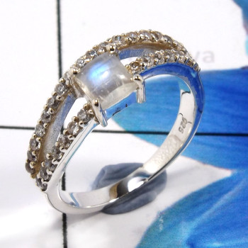 Rainbow Moonstone I - SCR874-925 Sterling Silver Stunning Designer Made Casting Rings