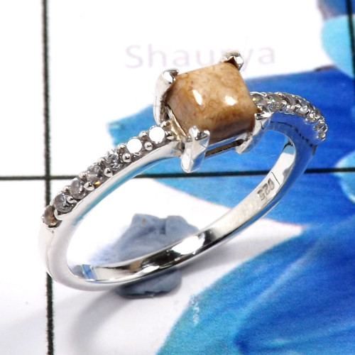 Fossil Coral C - SCR873-Lovely 925 Sterling Silver Fashionable Casting Rings Fact Fossil Coral C - SCR873-Lovely 925 Sterling Silver Fashionable Casting Rings Fact