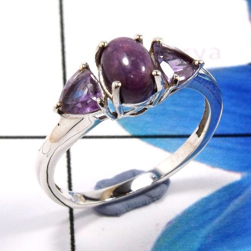 Amethyst M - SCR873-Lovely 925 Sterling Silver Fashionable Casting Rings Fact