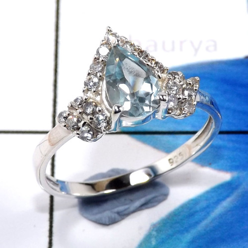 Blue Topaz Cut F - SCR872-Amazing Party Look Casting Rings 925 Sterling Silver Fact Blue Topaz Cut F - SCR872-Amazing Party Look Casting Rings 925 Sterling Silver Fact