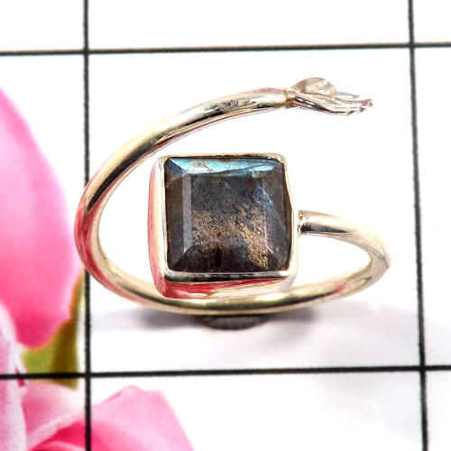 Larimar Cab D - RSS913-Beautiful 925 Sterling Silver Preety Look Rings Wholesale