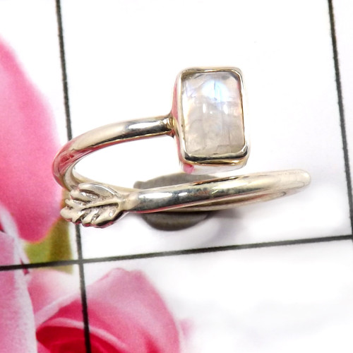 Rainbow Moonstone H - RSS913-Beautiful 925 Sterling Silver Preety Look Rings Wholesale