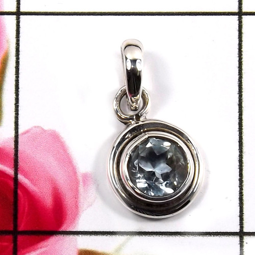Blue Topaz A - SD642-Glamorous Factory Made Pendants 925 Sterling Silver Wholes