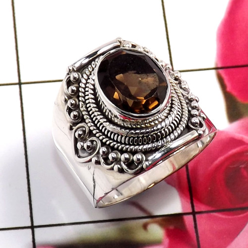 Smokey Cut A - SDR696-Gorgeous Wholesale Handmade Designer Rings 925 Sterling S