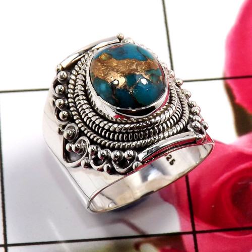 Blue Copper Turquoise B - SDR696-Gorgeous Wholesale Handmade Designer Rings 925 Sterling S