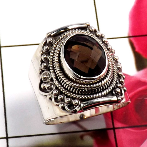 Smokey Quartz Cut C - SDR696-Gorgeous Wholesale Handmade Designer Rings 925 Sterling S