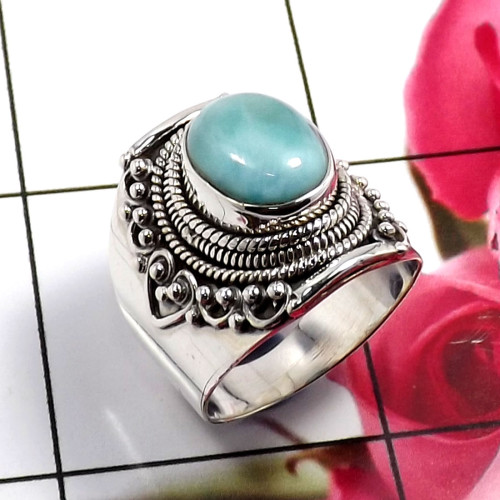 Larimar Cab O - SDR696-Gorgeous Wholesale Handmade Designer Rings 925 Sterling S