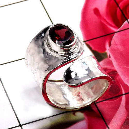Garnet A - SDR695-Charming Company Handmade Rings 925 Sterling Silver